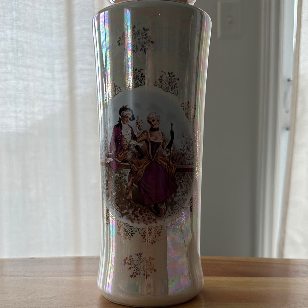 Vintage Japanese Courting Print Lustreware Vase - Picture 2 of 7